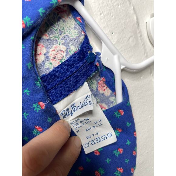 Vintage Polly Flinders Bubble Romper Blue Floral Girls Size 3T - Picture 4 of 7